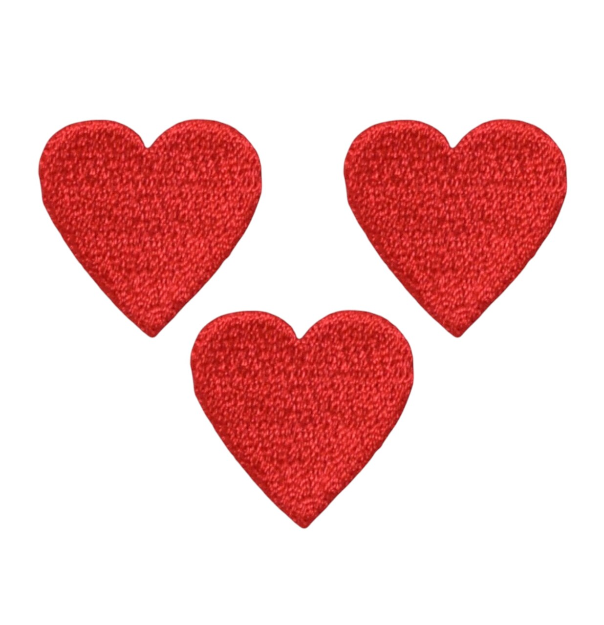 Set of 3, Mini Red Heart, Valentine, Embroidered, Iron on Patch